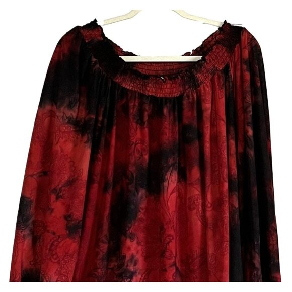 Cato Woman Re Black Floral Blouse 26/28 Artsy Plus Size Flowy Valentines Day - Picture 2 of 8